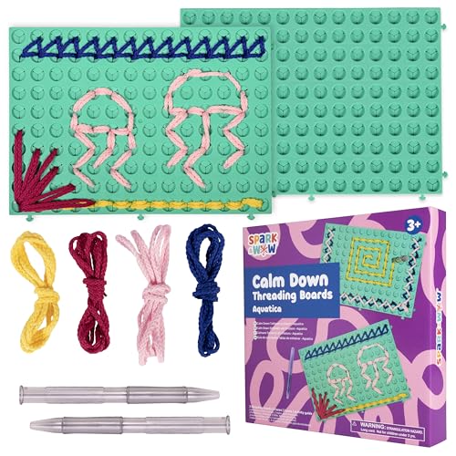 Spark & Wow Calm Down Threading Boards | Aquatica | Set of 2 | Calming Sensory Board | Social Emotional Learning Activities | Occupational Therapy Toys
