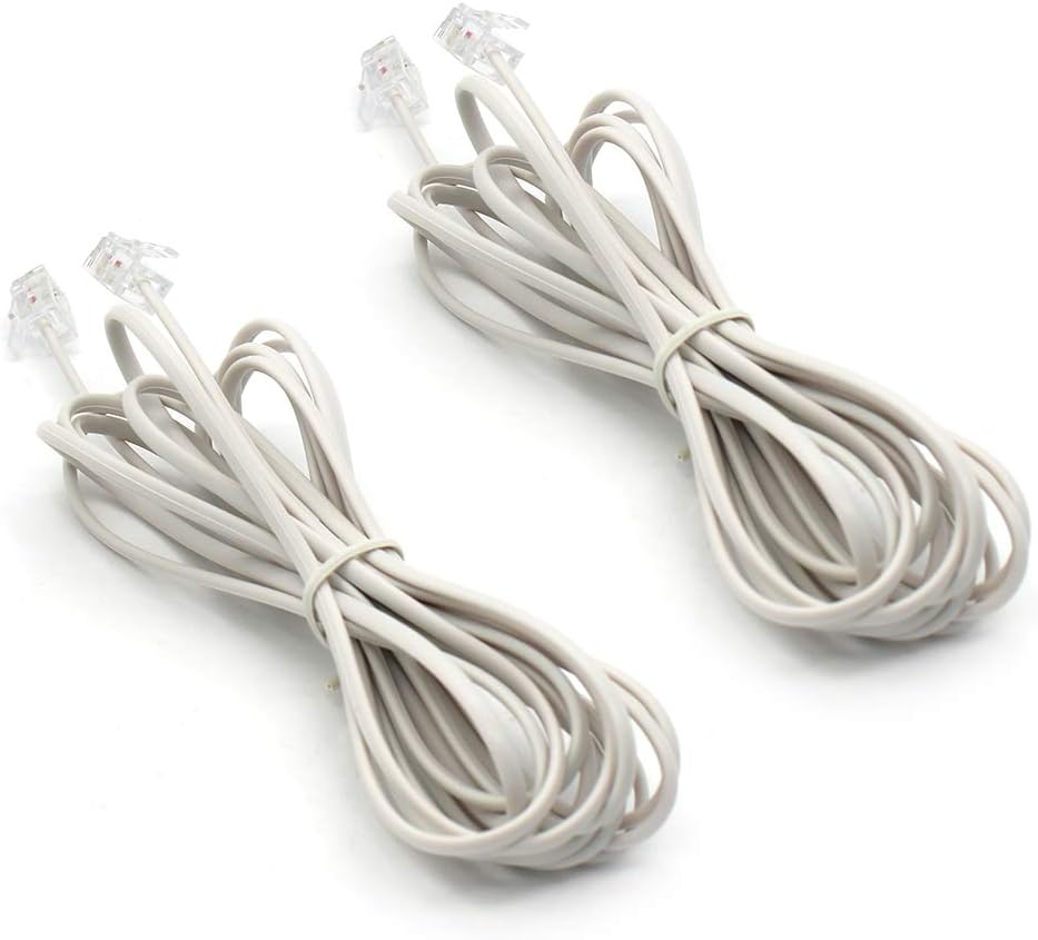 Connecteur RJ11 6P2C Téléphone Ligne Téléphonique Câble Rallonge Blanc 2m Long