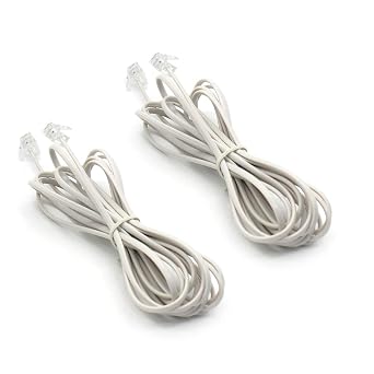 OLIREXD 2Pcs RJ11 Telephone Cable, 9.8 Feet Phone Line Cord, Male to Male 6P2C Phone Extension Straight Cable Wire, White Modular Landline Cable Compatible with Fax, Modem