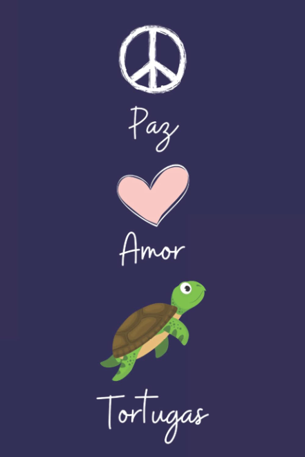 Paz Amor Tortugas: Cuaderno De Notas, Diario con 110 páginas, idea de regalo para amante de Tortugas