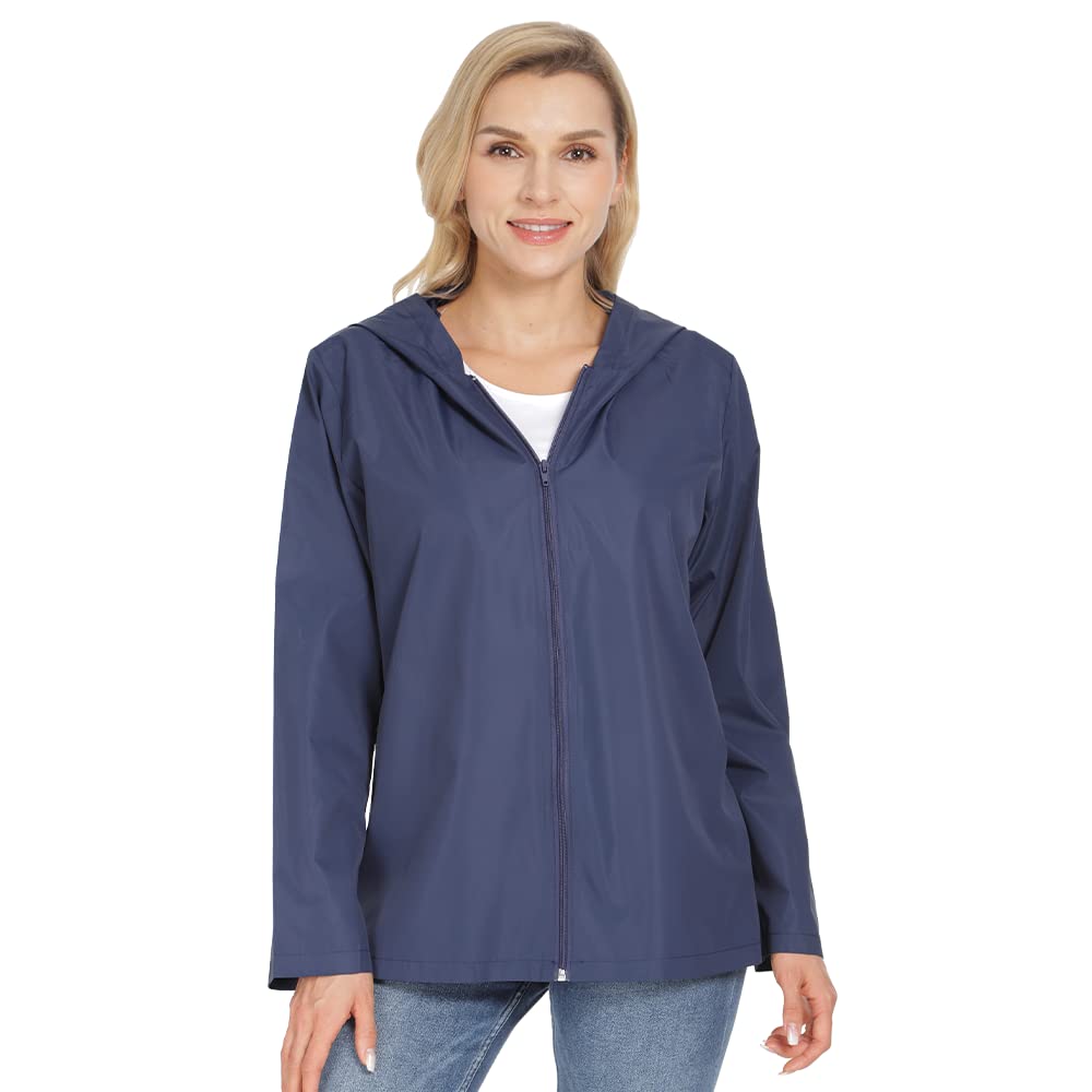 AUQCO Women's Raincoat Windbreaker Waterproof Jackets Packable Lightweight Breathable Outdoor with Hooded