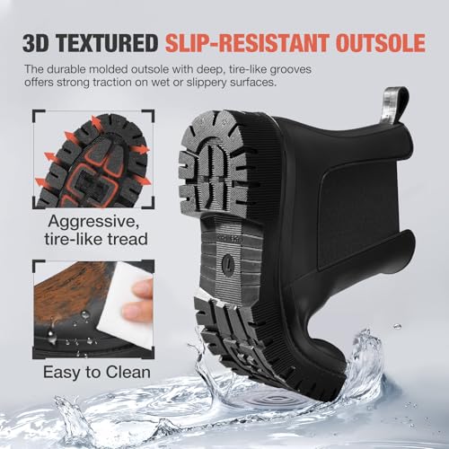 HISEA Chelsea Rain Boots Women Ankle Garden Boots for Women Short Rubber Boot Outdoor2