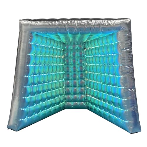 SAYOK Inflatable Photo Booth Enclosure LED Inflatable Photo Booth Backdrop Inflatable Silver Wall for Glow Party/Wedding/Event/Show