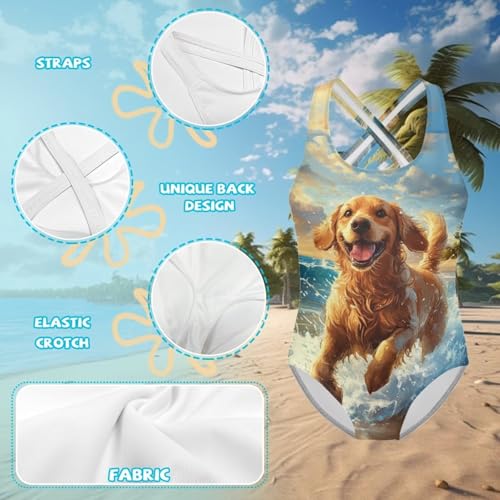Image of One Piece Swimsuit Girls Cross-Back Bathing Suit 5-14Y Kids Swimwear Cute Swimsuits Sleeveless Bathing Suits