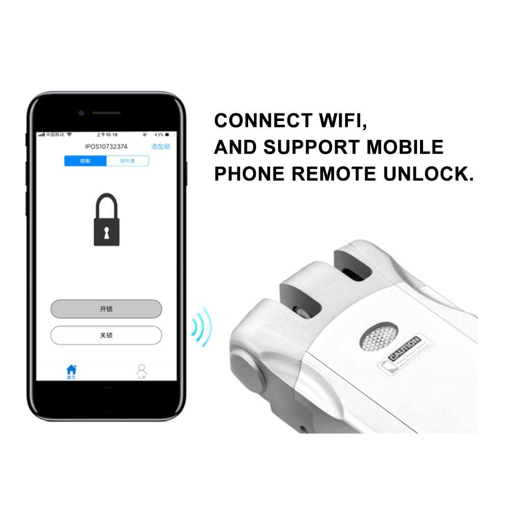 Serrure Porte Interieure, Serrure de Porte avec Télécommande sans Fil WiFi Intelligente Serrure Connectée Porte Entrée Serrure de Porte Électrique sans Clé Télécommande/Déverrouillage du Téléphone