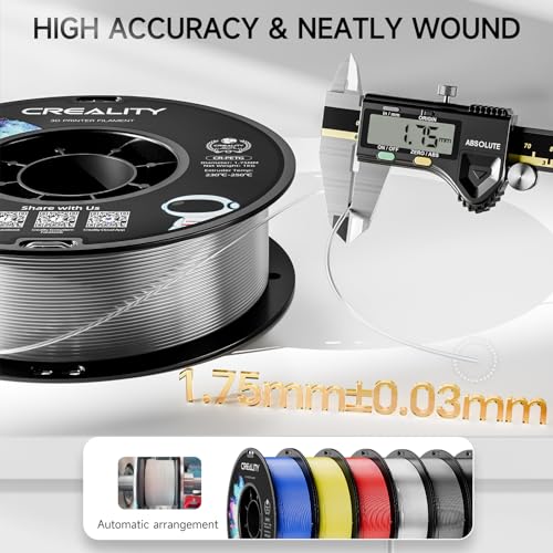 Image of CREALITY PETG Filament 1.75mm 3D Printer Filament Bundle, 4kg (8.8lb) Neatly Wound Spool, Dimensional Accuracy ±0.03mm, 2026 Batch, Fit for Most FDM 3D Printers, Black+White+Grey+Clear