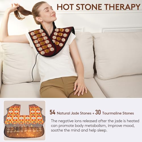 UTK Far Infrared Heating Pads for Neck and Shoulders and Back, Hot to 159℉, Gift for Women, FSA-HSA Eligible Neck and Shoulder Heating Pad with 84 Natural Jade, 24 Timers & Auto Shut Off (23 * 18'') - Image 5