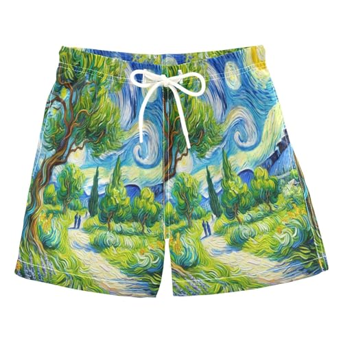 Country Path Tree Boys Swim Trunks Quick Dry Toddler Swimsuit Boy Swimwear Bathing Suits Board Shorts M Multi