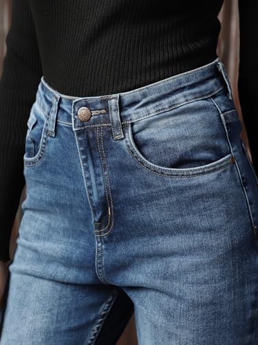 Image of High Star Women Cotton Washed Skinny fit High-Rise Casual Jeans
