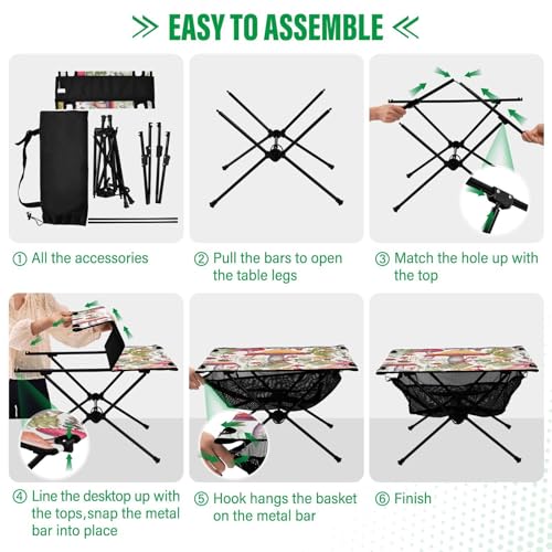 Mesa Plegable Mushrooms Blanca para Camping, Playa y Picnic – Mesa Lateral Portátil y Fácil de Transportar con Bolsa Duradera para BBQ y Uso al Aire Libre miniatura 4