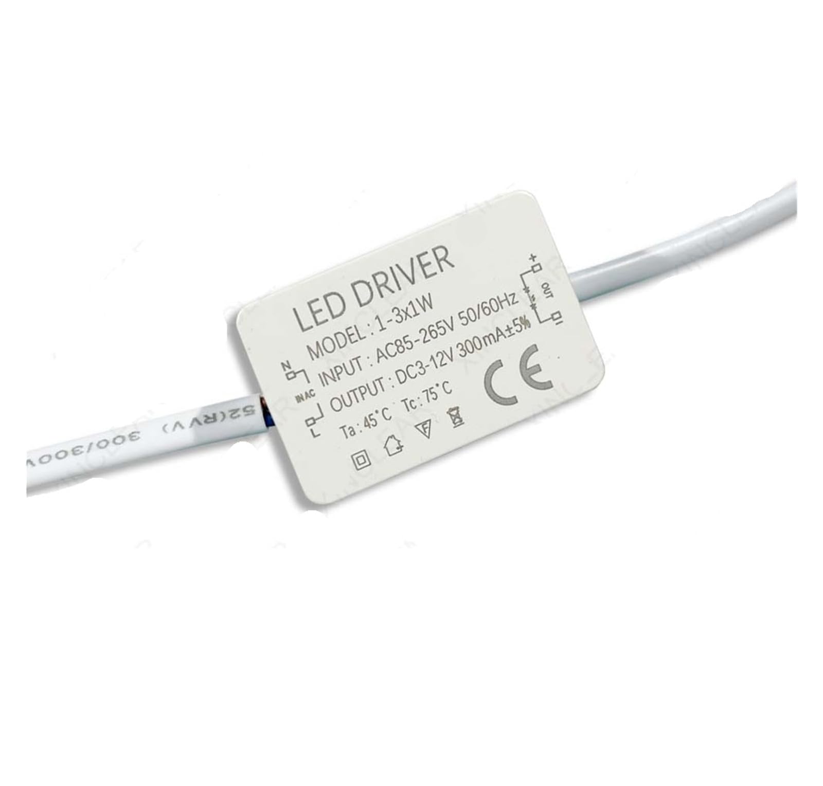 Alimentation LED 300 mA transformateur inclus 220V CC pour spot et eclairage de 3W