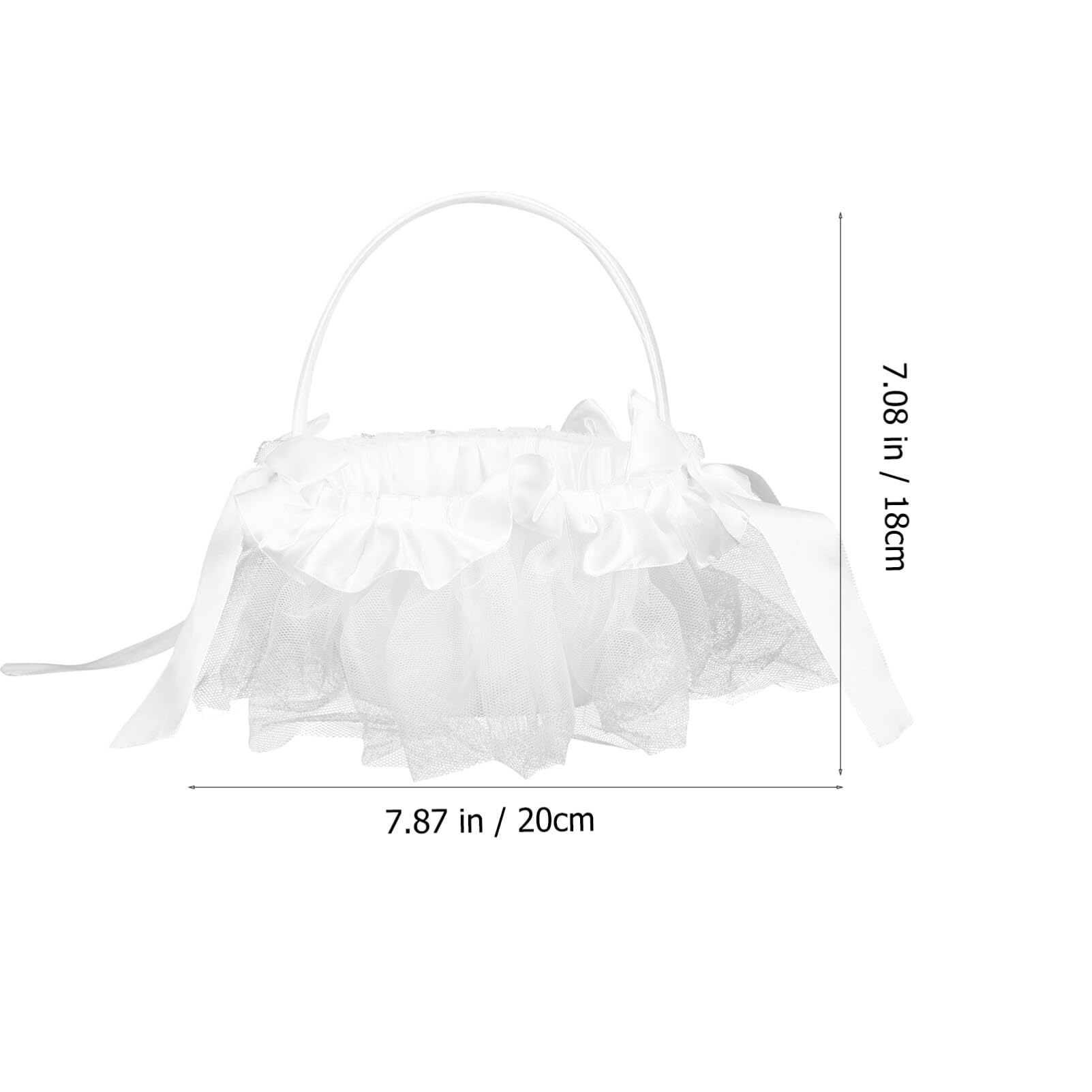 minkissy Flower Girl Basket Small Flower Basket for Weddings White Cloth Wedding Basket Rhinestone Bow Ribbon Hand Basket Wedding Supply