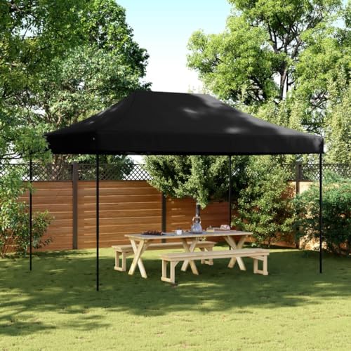 Tente de fête pliable pop-up noire 440x292x315 cm pour douche, plage et pique-nique