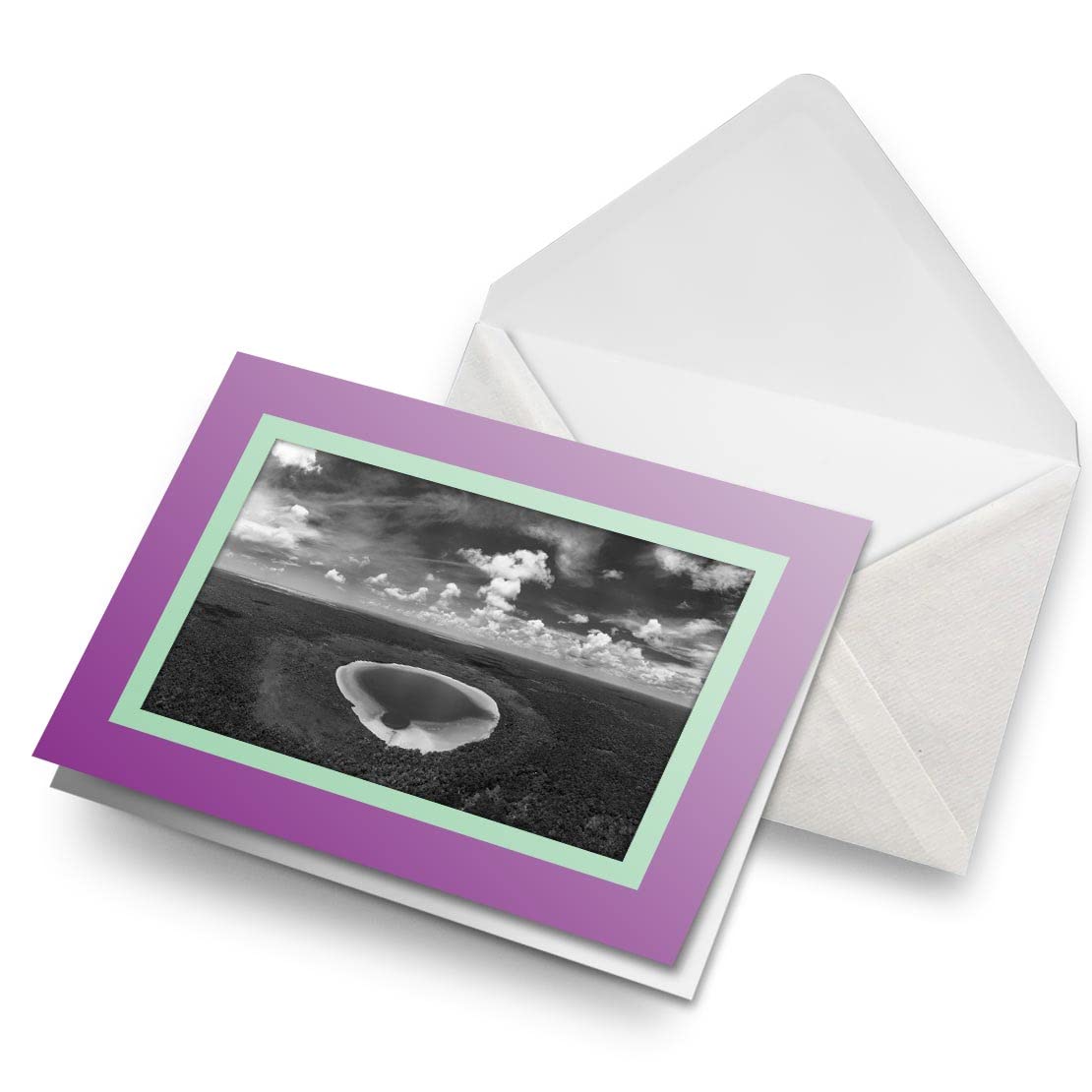 Greeting Card Seafoam & Beet (Photo Insert) - BW - Kaan Luum Lagoon Mexico Lake - Blank Birthday Celebration Anniversary #43087