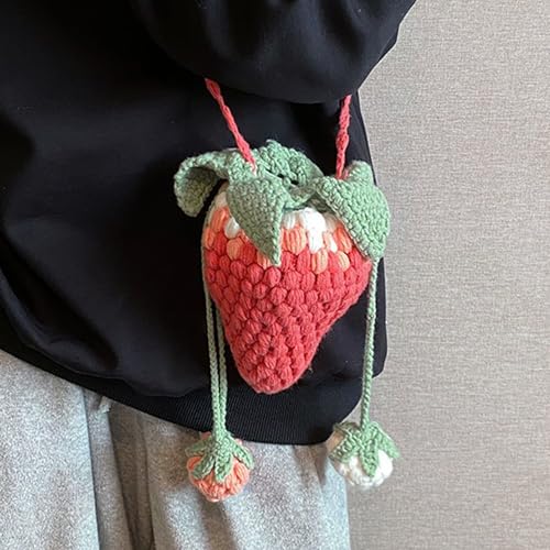 Image of Minache Women Mini Fruit Knitting yarn Crochet Crossbody Shoulder Bag Coin Purse