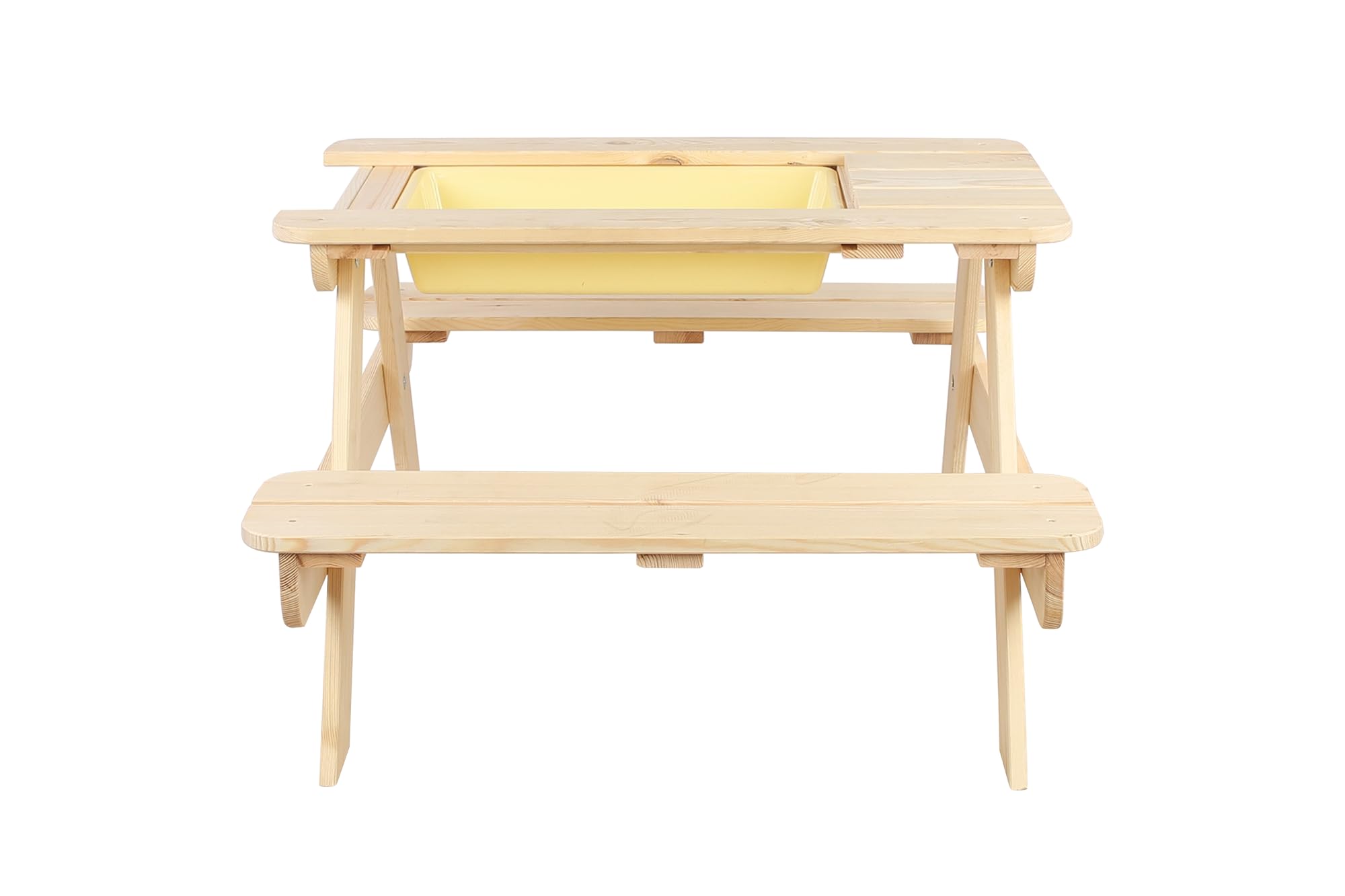Picknicktisch Mit Bank Kindersitzgarnitur Kindertisch Gartentisch Holz Set SPD mit Sandkaste Matschküche Farben (HxBxT: 52x100x80 cm) (Natur)