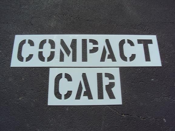 12 Compact CAR Parking Lot Stencil - Actual 12 Tall Letters x 8 Wide Letters Two Stencil Set