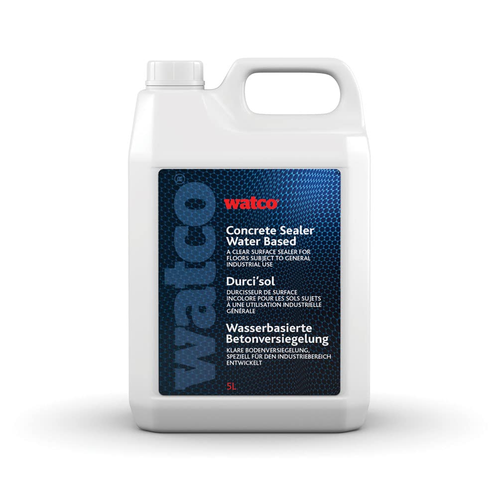 Watco Clear Concrete Sealer - Water Based - Interior & Exterior - Ideal For Warehouses, Production Areas, Garages, And Storage Rooms - Dustproofer, Hardener And Surface Sealer Combined (5L, )
