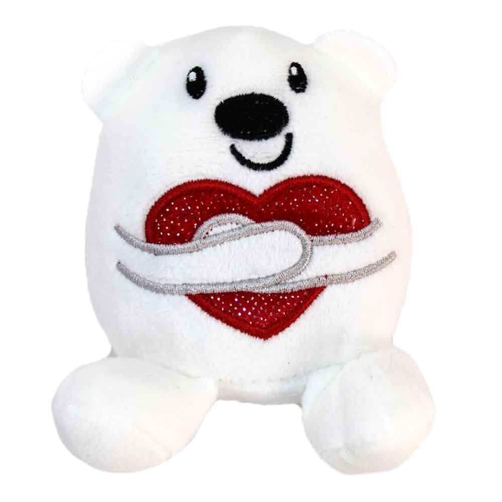 BEMIRO Kuscheltier Bär mit Herz, Mini Display, 12 Stück, Weiß und Braun, ca. 10 cm, Polyester, mit Glitzerherz