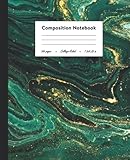 Composition Notebook Wide Ruled: Wide Ruled Lined White Paper Notebook Gift with 100 Pages (7.5x9.25 in) | Green Marble Painting Aesthetic Workbook for Kids, Teens, Students, Girl and Adults