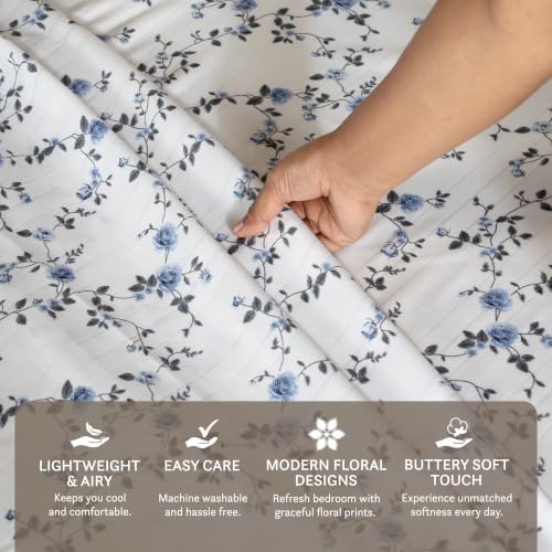 Image of Home Elegance from House of Mytrident | Linen Feel Bed Sheet for Double Bed King Size with Two Pillow Covers | Ultrasoft | Floral 274cm x 250cm | myTrident - Orchard Mustard