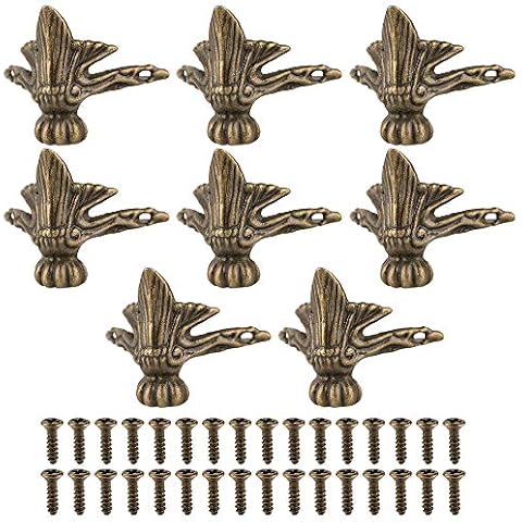 GTHER 8PCS Antique Vintage Box Decorative Feet Leg Corner Protector for Wood Jewelry Case Chest Storage Box, Bronze Cover
