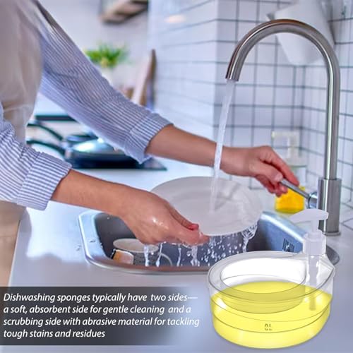 Image of Plastic Double Layer Liquid Soap Dispenser for Kitchen | Double Layer Soap Pump with Sponge Holder | Dishwasher Liquid Holder for Bathroom & Kitchen Sink Accessories