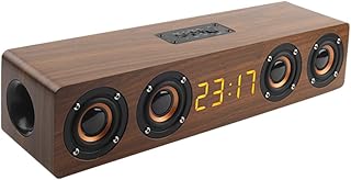 Mikikit 1pc Mini Alarm Clock Sound Bar for Tv Speakers for PC Digital Alarm Clock for Alarm Clock Radio Wood Speakers Wood-grain Brown Speaker Household Speakers Brown Computer Gift