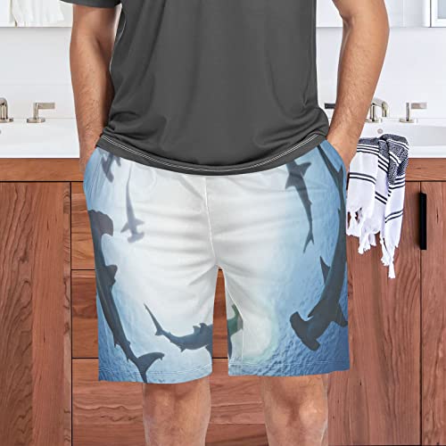 Fisyme Mens Pajama Shorts Underwater Ocean Sharks Men Pj Lounge Sleep Shorts4