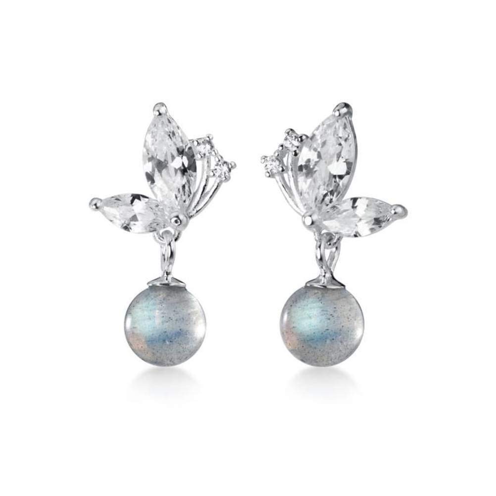 Boucles D'oreille En Argent Rhodié Flocon De Neige Oxyde Blanc Sertis Et Fermoir Dormeuse $$$$013257
