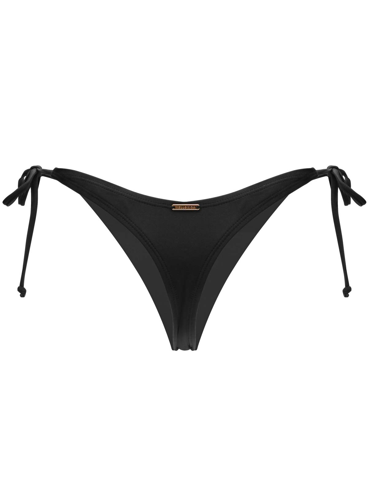 RELLECIGA Women's Black Tie-Side Thong Bikini Bottom Size XX-Large