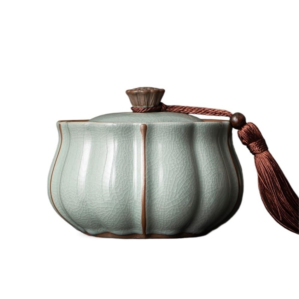 Bx9rE7tK3g Kitchen Storage Jar Ceramic Tea Canister With Sealed Lid And Tassel Household Lotus Storage Tin For, Coffee, Nuts, Herb, Spice, Sugar Ceramic Tea Canister