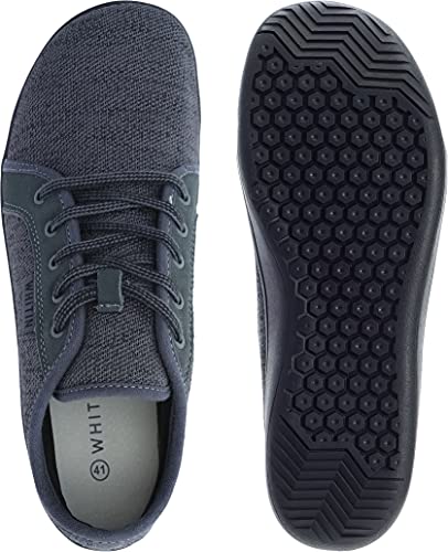 Image of WHITIN Women's Knit Barefoot Minimalist Sneakers- Lace Up Wide Fit, Grey /Black, 8.5