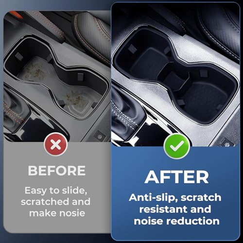 Image of Center Console Cup Holder Inserts for Nissan Frontier 2026 2025 2024 2023 2022, Interior Accessories TPE Cup Holder for 2022-2026 Frontier, Black