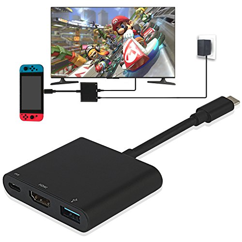 Y Team Adaptateur HDMI pour Switch USB Type C vers 4K 1080 HDMI Convertisseur C?ble pour Switch/Macbook Pro/Galaxy S8