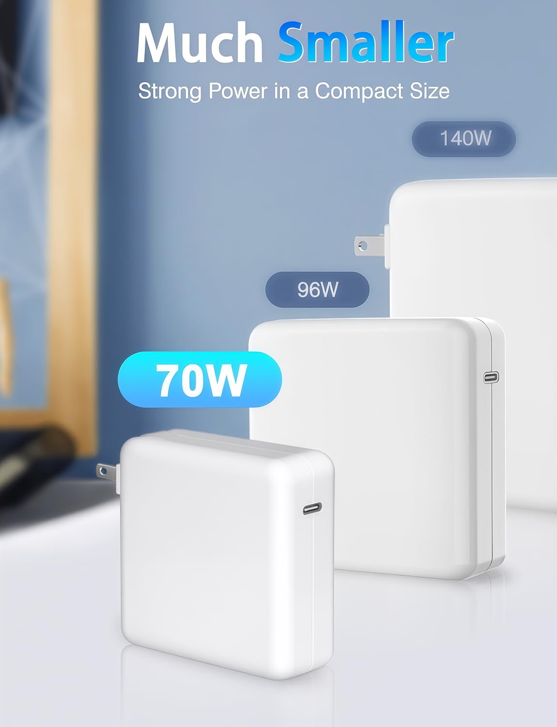 Cargador 96W Para MacBook Air Y Pro (M3, M4) Con Cable USB-C A MagSafe 3 De 2.2m