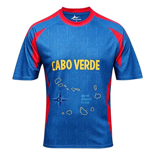 2026 Copa de Fútbol Camisetas Aficionados 48 Equipos Nacionales Deporte Casual Bandera Nacional Impresión Hombre Mujer Entrenamiento Transpirable Decado Rápido Playera T Shirt Cabo Verde M