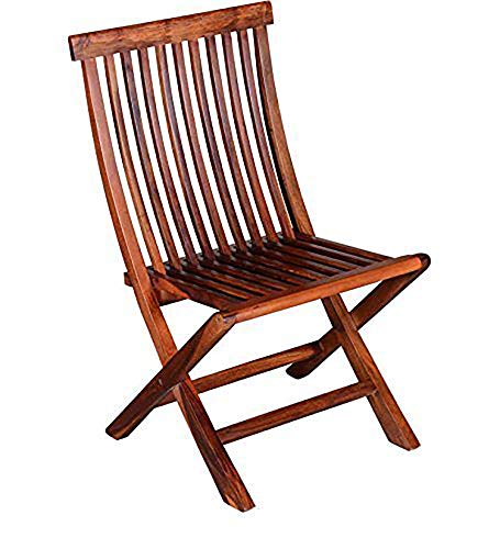 Image of MAMTA DECORATION Wooden Folding Chair for Living Room /Garden and Outdoor Furniture - Teak Finish, Brown, Design 2, Standard (MD-FL-CH-01)