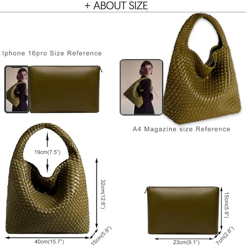 Image of JINMANXUE Woven Tote Bag for Women, Fashion Hobo Handbag, Travel Top-handle Shoulder Bag, Beach Underarm Bag with Purse