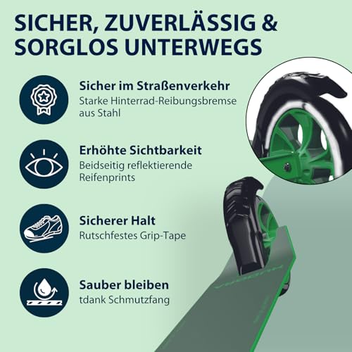 HUDORA Scooter Up 145 Junior - Hochwertiger & sicherer Kinder Roller ab 3 Jahre - Zusammenklappbarer City Roller mit 145 mm Rollen - H&ouml;henjustierbarer Scooter f&uuml;r Jungen & M&auml;dchen bis 60 kg