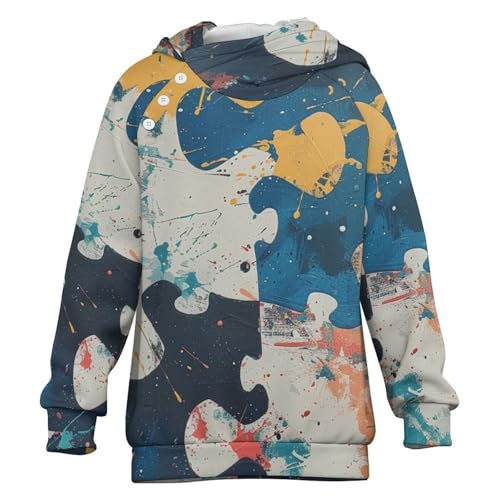 Puzzle Autism AwarenessChildren's Raglan Sleeve Hoodie, Suitable for Home And Outdoor Use8-9Y