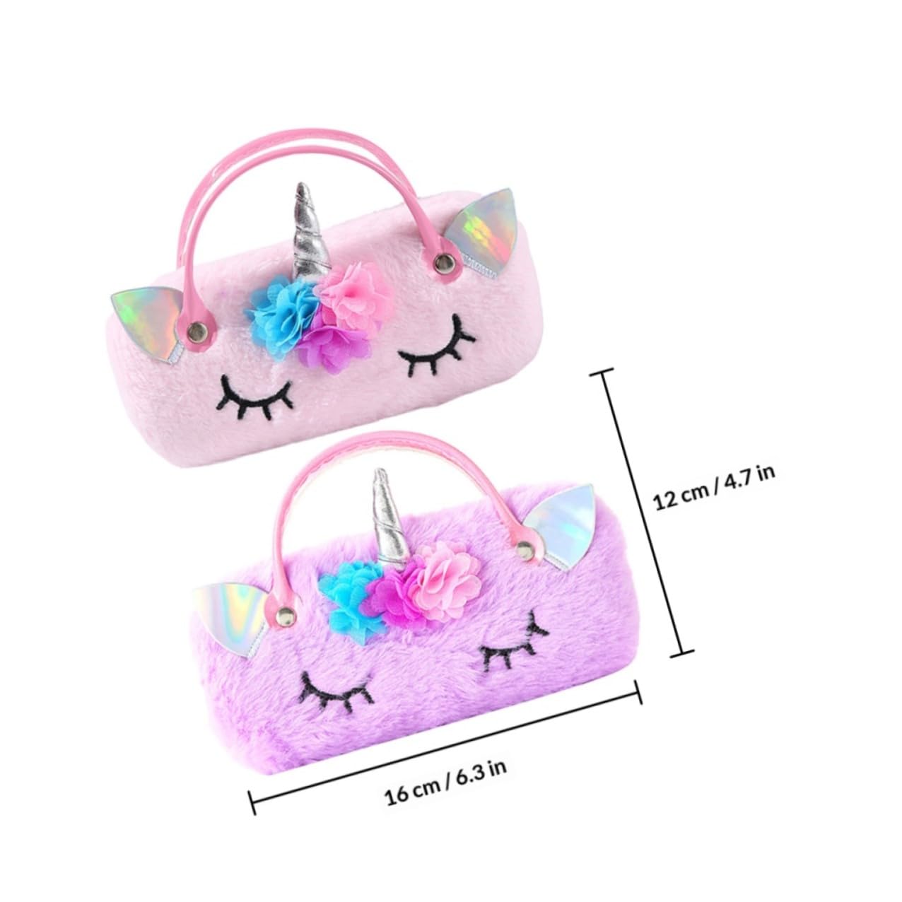 Healeved Custodia Portatile per Occhiali da 2 Pezzi in Peluche Design Unicorno, Protegge dagli Urti, per Riporre Occhiali da Lettura da Sole in Viaggio o Uso Quotidiano