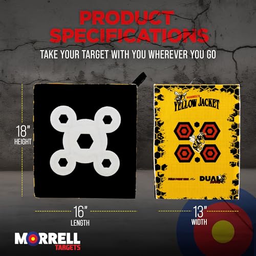 Image of Morrell Yellow Jacket Dual Threat Foam Archery Target Block for Compound Bows and Crossbows, with 4 Sides and 32 Bullseyes, Yellow