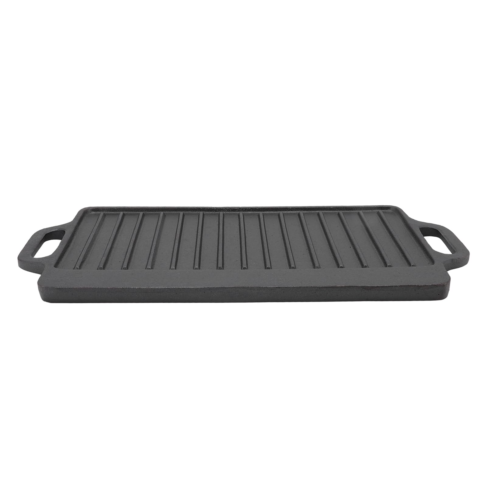 TOPINCN Żeliwna Płyta Grillowa Teppanyaki Prostokątna Dwustronna Patelnia z Wbudowanymi Uchwytami do Gotowania Wewnątrz i na zewnątrz. (51x23CM)