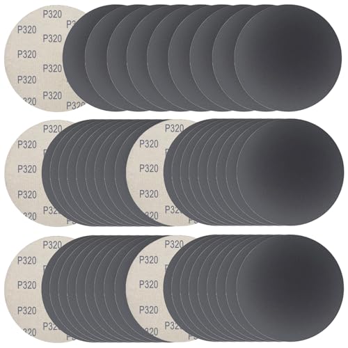 Image of 6 Inch 50 Pcs Wet Dry Sanding Discs Hook and Loop, 320 Grit Sandpaper Automotive Wood Metal Polishing & Sanding, Silicon Carbide Sand Paper for Random Orbital Sander (Grit 320)