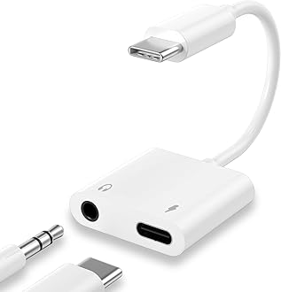 USB C to 3.5mm Headphone Splitter Adapter,2 in 1 Type C to Aux Audio Jack with Fast Charging Port Dongle for Headphone Earbud Compatible with iPhone 16 15 Samsung S23 Ultra Note 20 Pixel5 iPad Pro Air