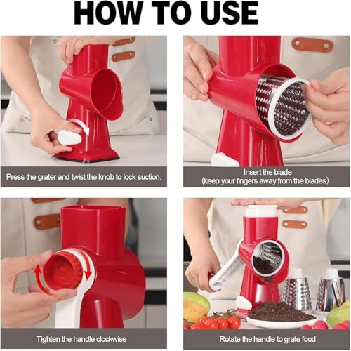 KalraMay Rotary Cheese Grater w/ Handle & Stainless Steel Drum - image 5