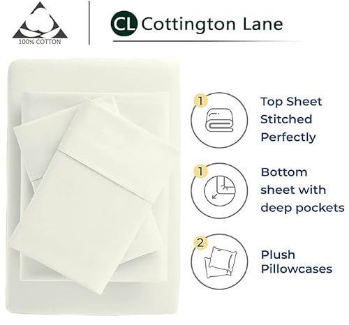 Short Queen Sheets For Rv Camper-Queen Short Sheets For Rv-Cotton Short Queen Sheets-Rv Queen Sheets Cotton-4 Piece Sheet Set-16 Inch Deep Pocket Fitted Sheet With Elastic All Around(Ivory) #TOP6