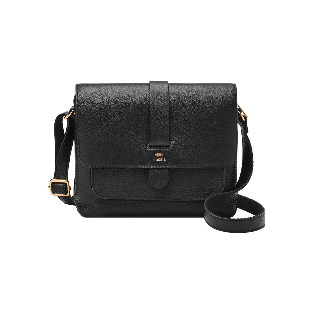 Fossil Kinley Borsa in pelle, cotone o nylon da donna, Nero, 22.9 cm L x 8.2 cm W x 18.4 cm H