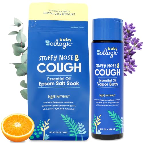 Oilogic Stuffy Nose &amp; Cough, Essential Oil Vapor Bath &amp; Epsom Salt Soak